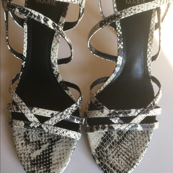 Alex Marie Black and White Snake Print Strap Heels. Size 10 - Picture 2 of 9